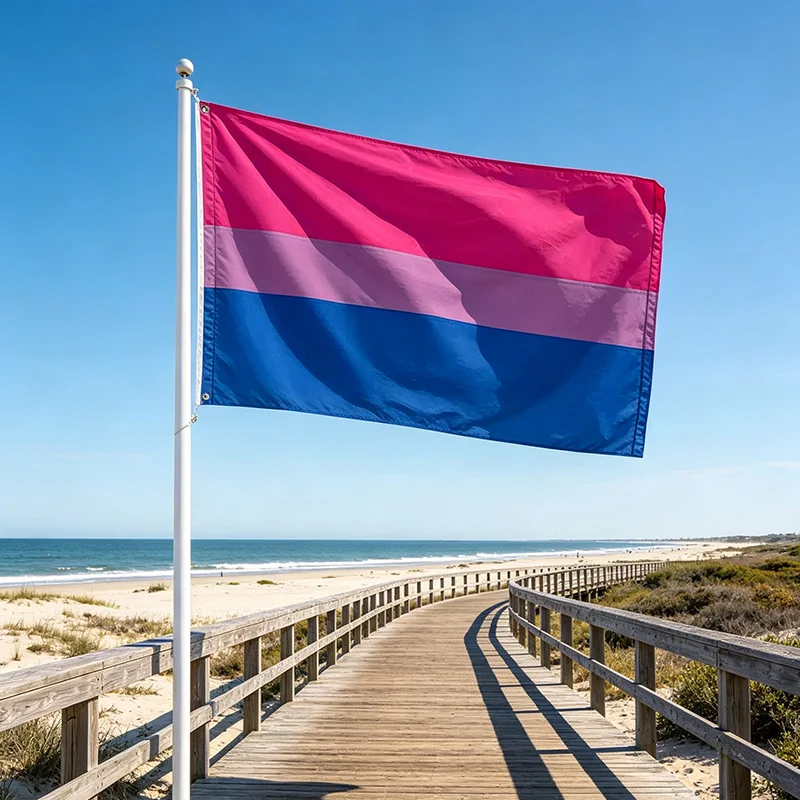 1pc Two-Color Pride Flag, Vivid Pink Blue Red Design, Polyester Fabric, Double Stitched Edges, Vivid Printing, Indoor Outdoor