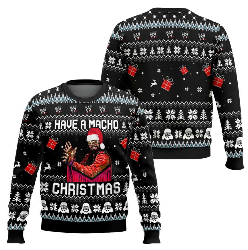 Macho Man Expect The Unexpected Ugly Christmas Sweaters Funny Holiday Party Pullover Plus Size Sweaters for Men Xmas Gift 2026