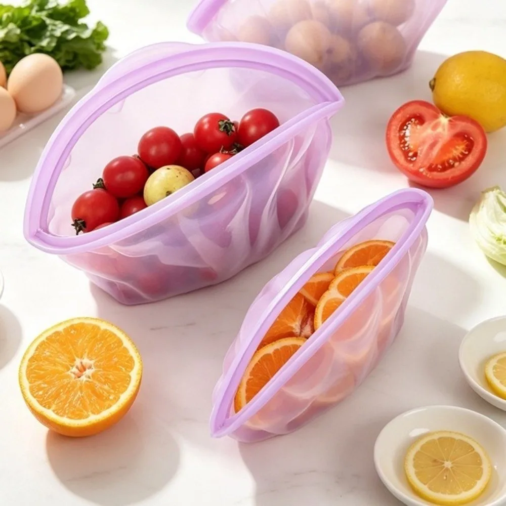 Shell Shape Silicone Food Storage Bag Self Sealing Sealed Food Packaging Bag Leak-Proof High-Temperature Freezer Bag