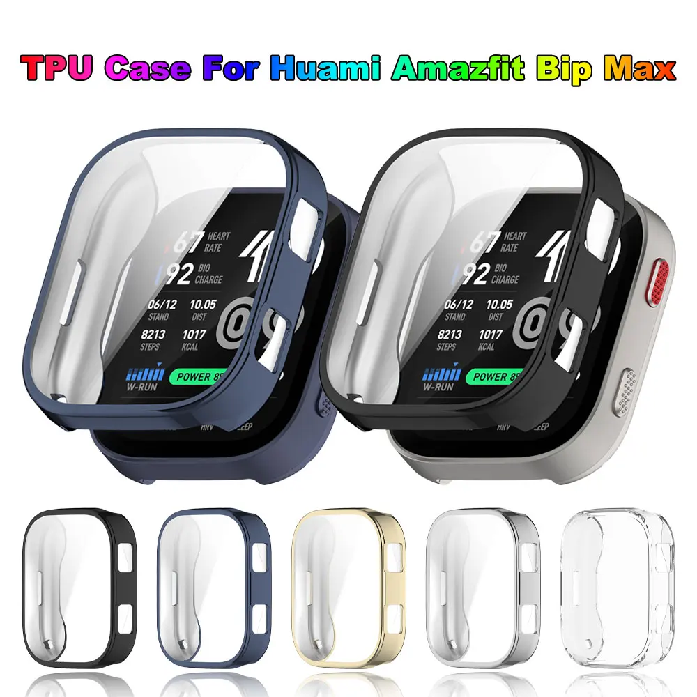 TPU Case For Huami Amazfit Bip Max Smart Band Full Cover Screen Protector Anti-scratch Film Bumper For Amazfit Bip Max Accessory