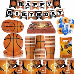 Basketball Theme Party Decorations Disposable Tableware Set Baby Shower Favor Balloon Banner Tablecloth Kids Party Supplies