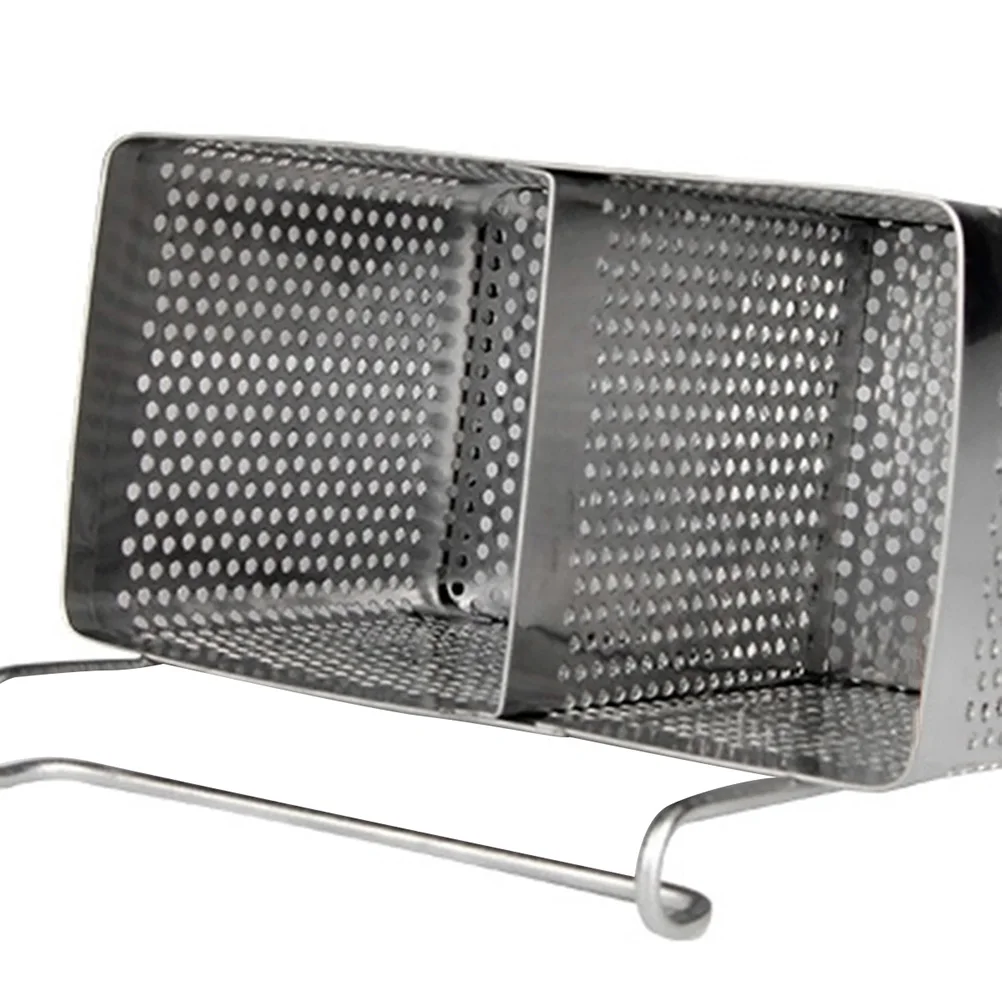 

2pcs Stainless Steel Chopstick Holder Square Cutlery Organizer Drain Holes Hanging Utensil Drying Rack Kitchen Storage Drainer