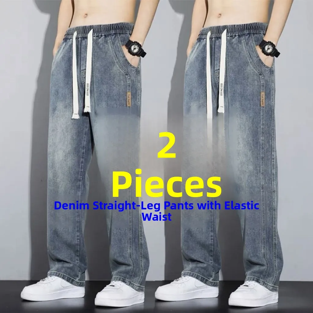 

Men's Casual Straight Leg Jeans Wear Resistant Dirt Proof Loose Fit Comfortable Work Pants mid High Waist Cotton Denim