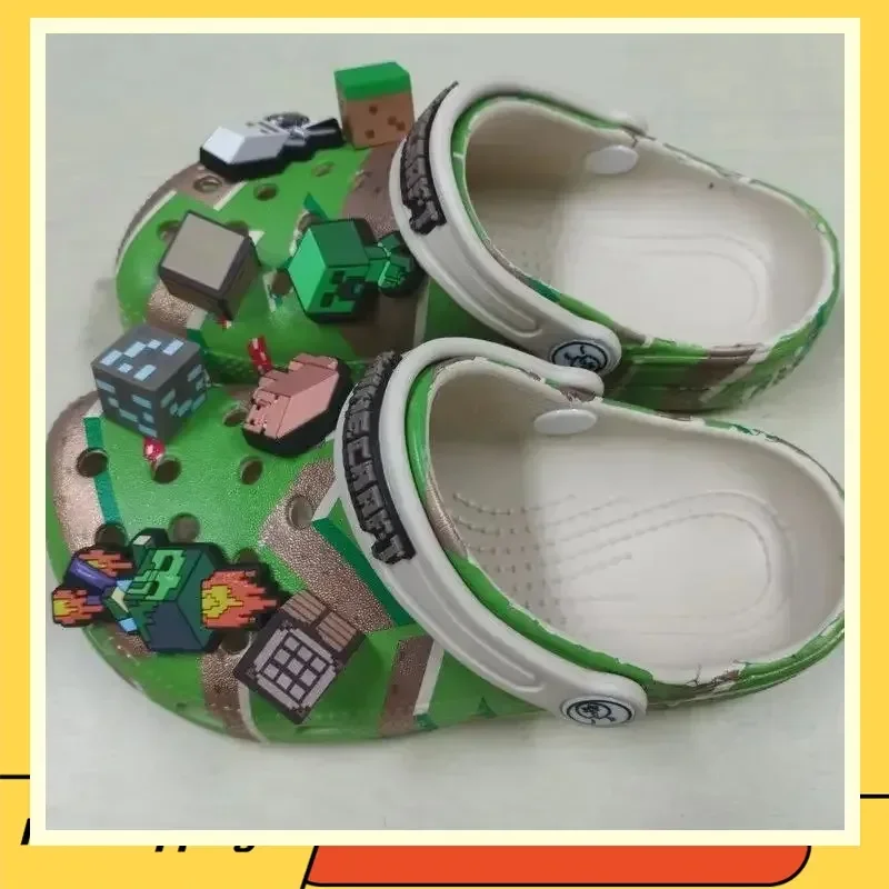 Chinelo de Dedo Confortável e Leve de EVA com Furos, Tema Minecraft 3D Anime, para Adultos, Uso Doméstico e Praia, Antiderrapante, Presente de Verão