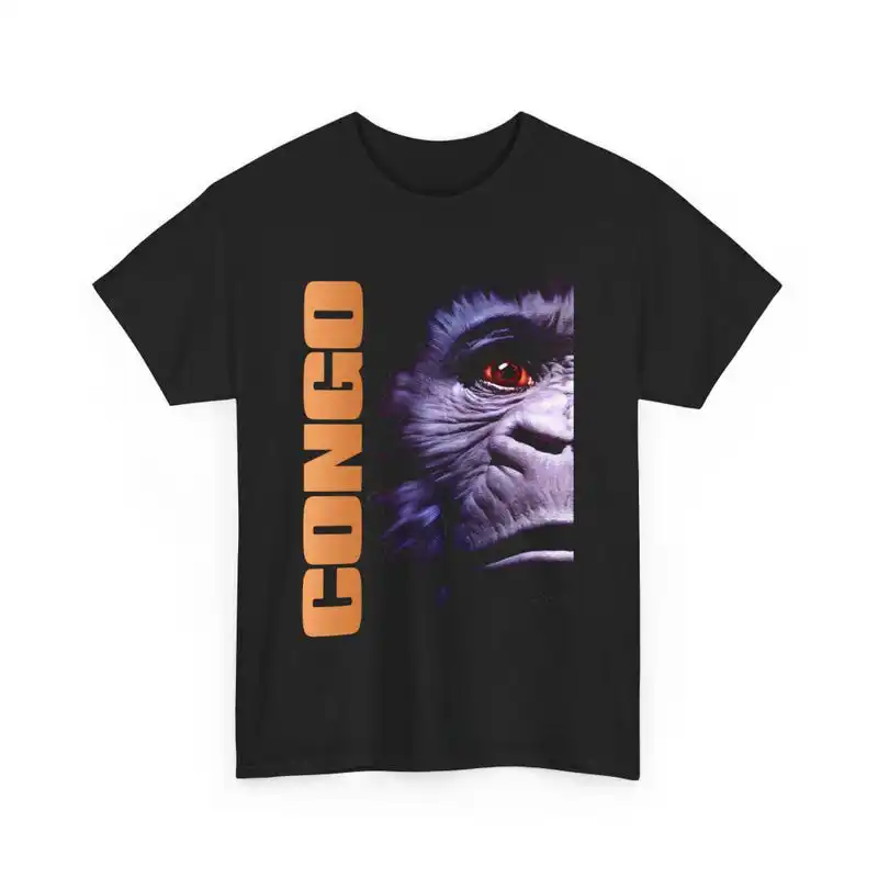 Congo 80's 90's Movie Apes Men's Black T-Shirt ,Graphic Short Sleeve Crew Neck Cotton T-Shirt