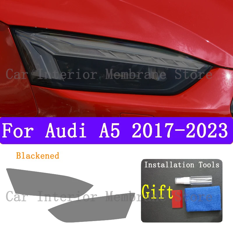 For Audi A5 2017 2018-2023 TPU Car Exterior Headlights Anti-Scratch Protective Film Headlamps Repair Sticker Accessories Refit