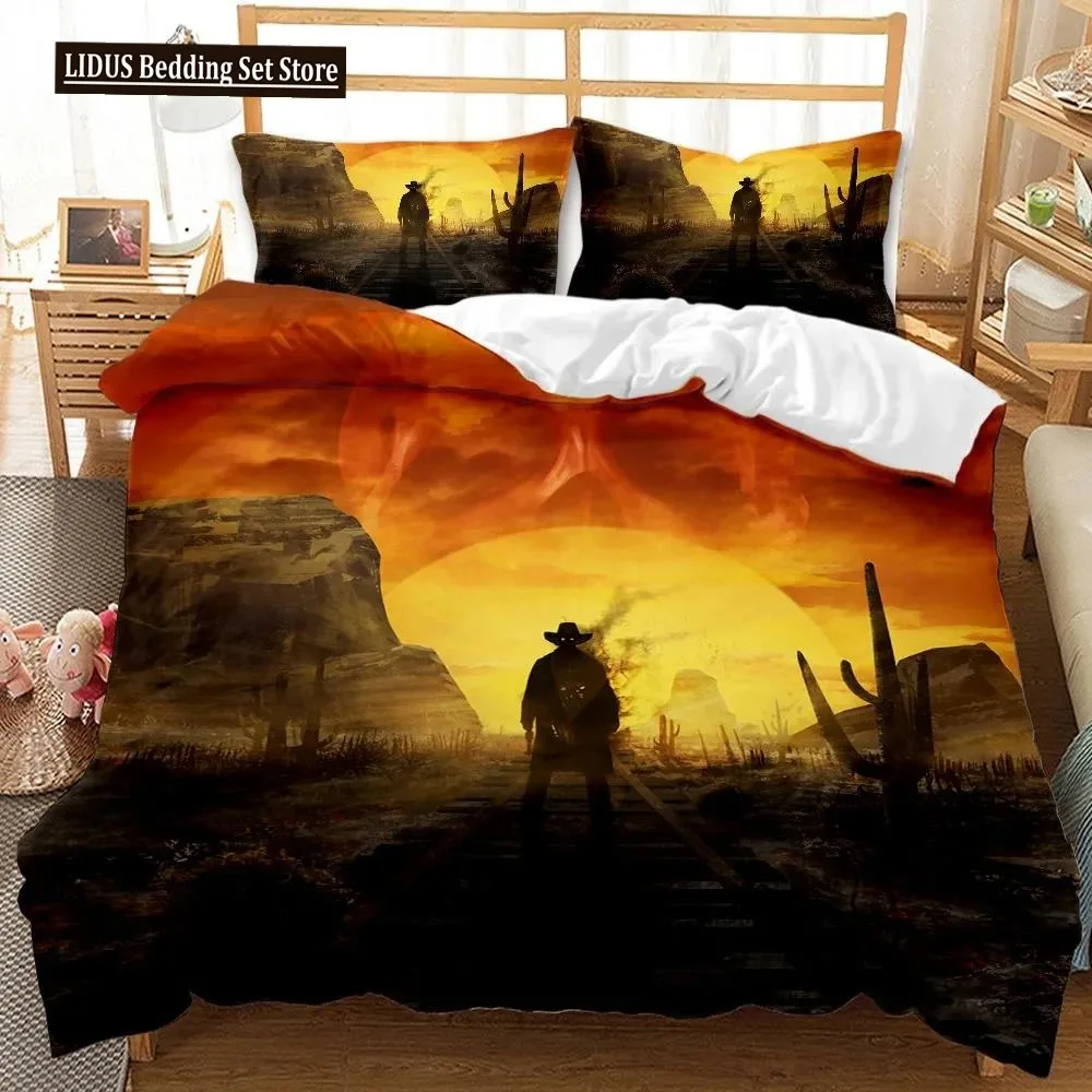 Western Cowboy Duvet Cover Teens Wild West Themed Cowboy Hat And Gun Western Style Double Queen King Size Polyester Qulit Cover