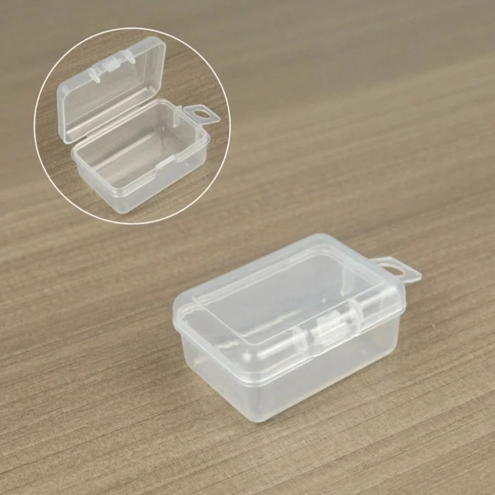 

Mini Transparent Storage Box Flip Cover Rectangle Sewing Storage Box Dust-proof Integrated Beads Storage Container