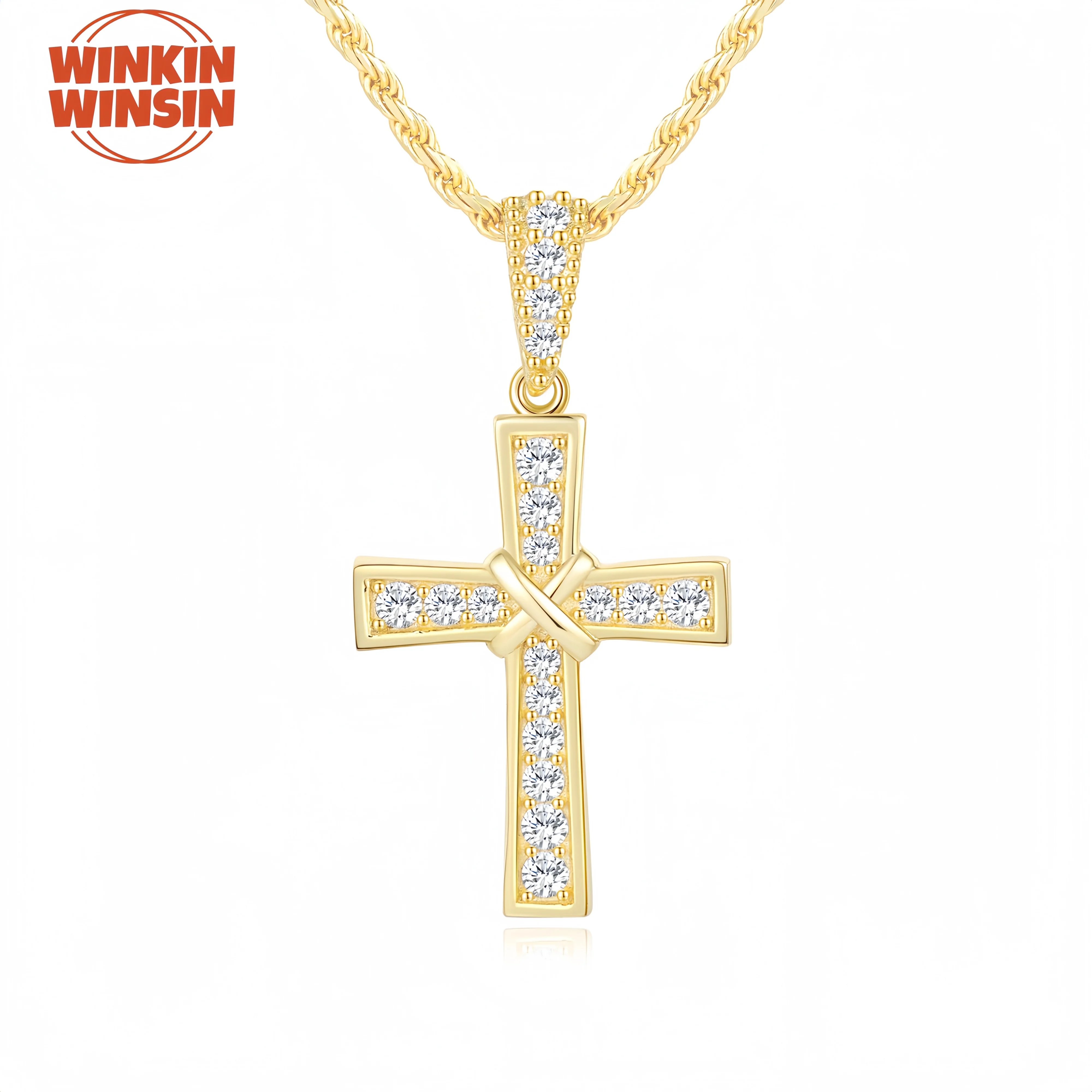 

Winkin Winsin Brand Women S 925 Sterling Silver Necklace GRA Certificate Moissanite Cross Pendant Hip Hop Necklace Jewelry