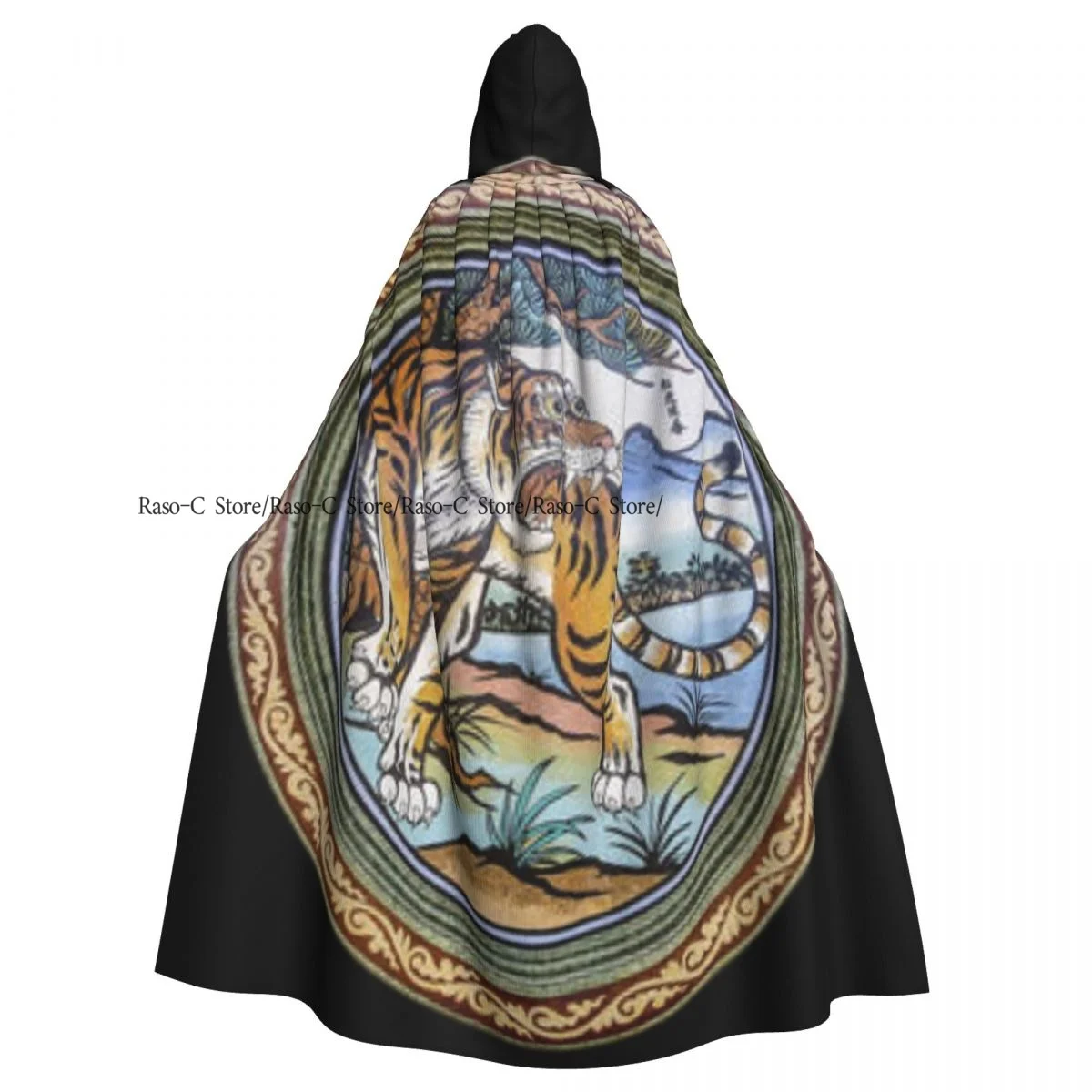 

Long Cape Cloak Tiger Painting Hooded Cloak Coat Autumn Hoodies