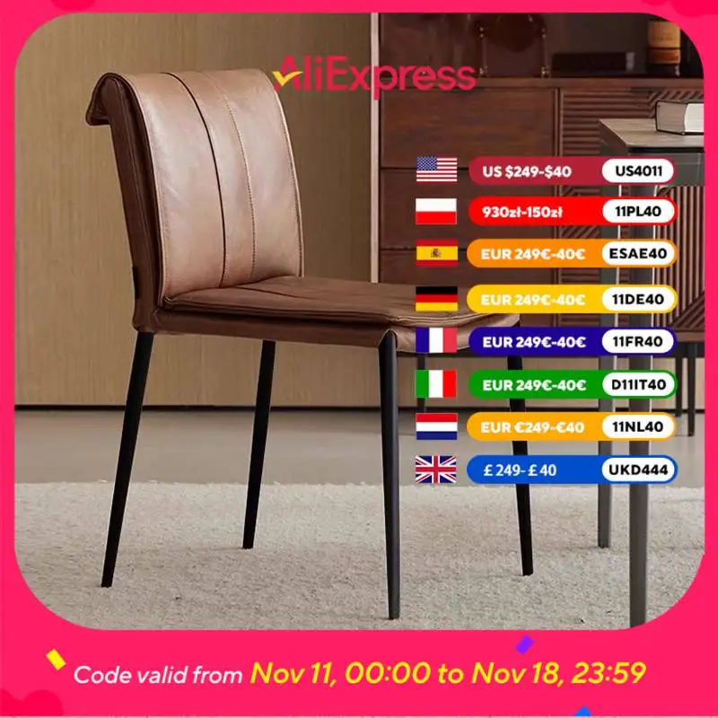 

Black Italian Dining Chairs Designer Luxury Brown Nordic Office Dining Chairs Living Room Accent Sillas Comedor Furniture