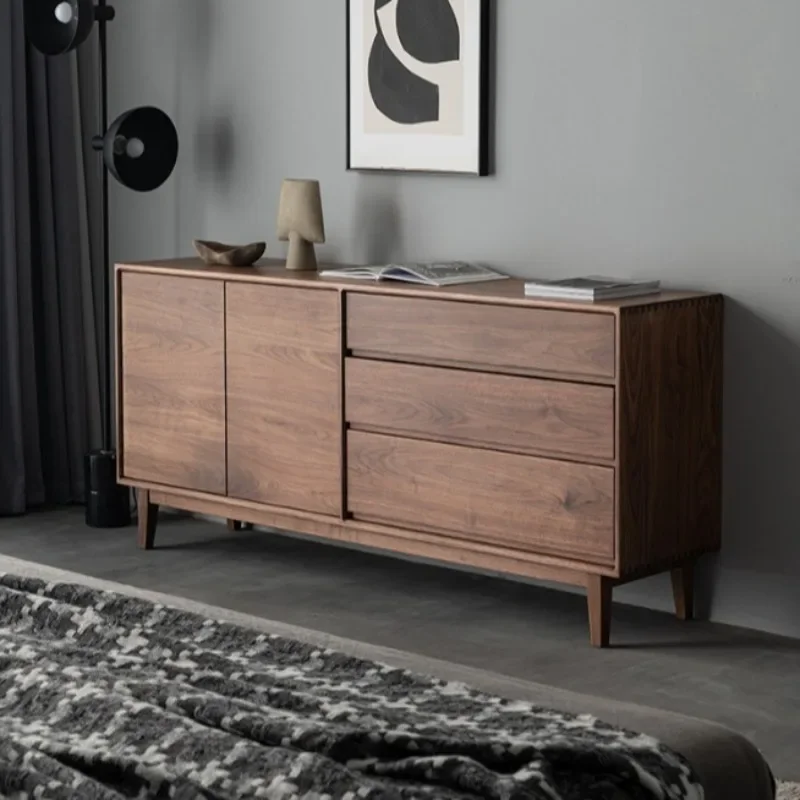 

North American black walnut solid wood chest of drawers simple Japanese living room kitchen cabinet entrance cabinet bedroo