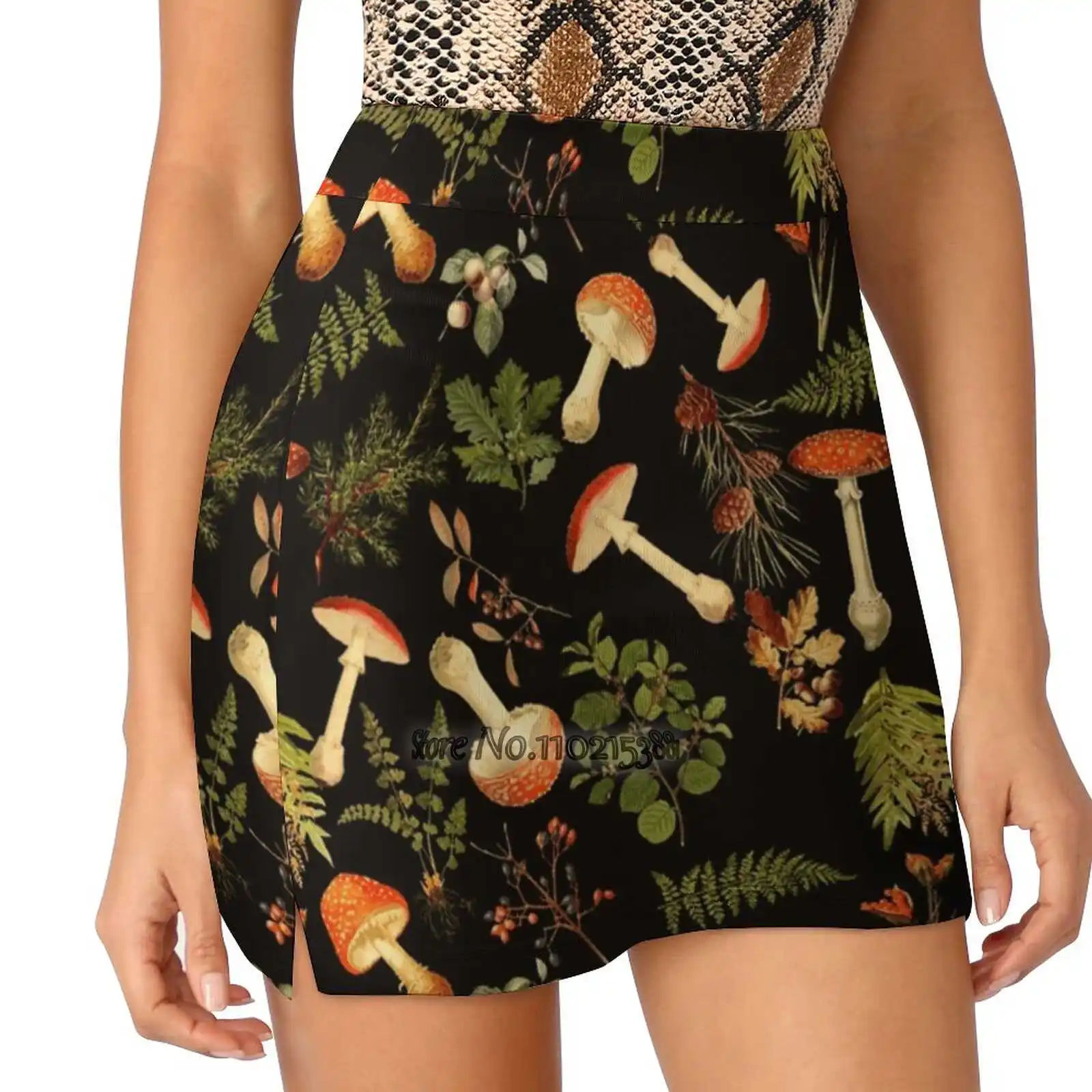 

Thanksgiving Mushroom Harvest S-4Xl Tennis Skirts Golf Fitness Athletic Shorts Skirt With Phone Pocket Autumn Fall Botanical