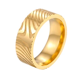 Stainless Steel Damascus Steel Ring Simple Party Accessories for Men and Women