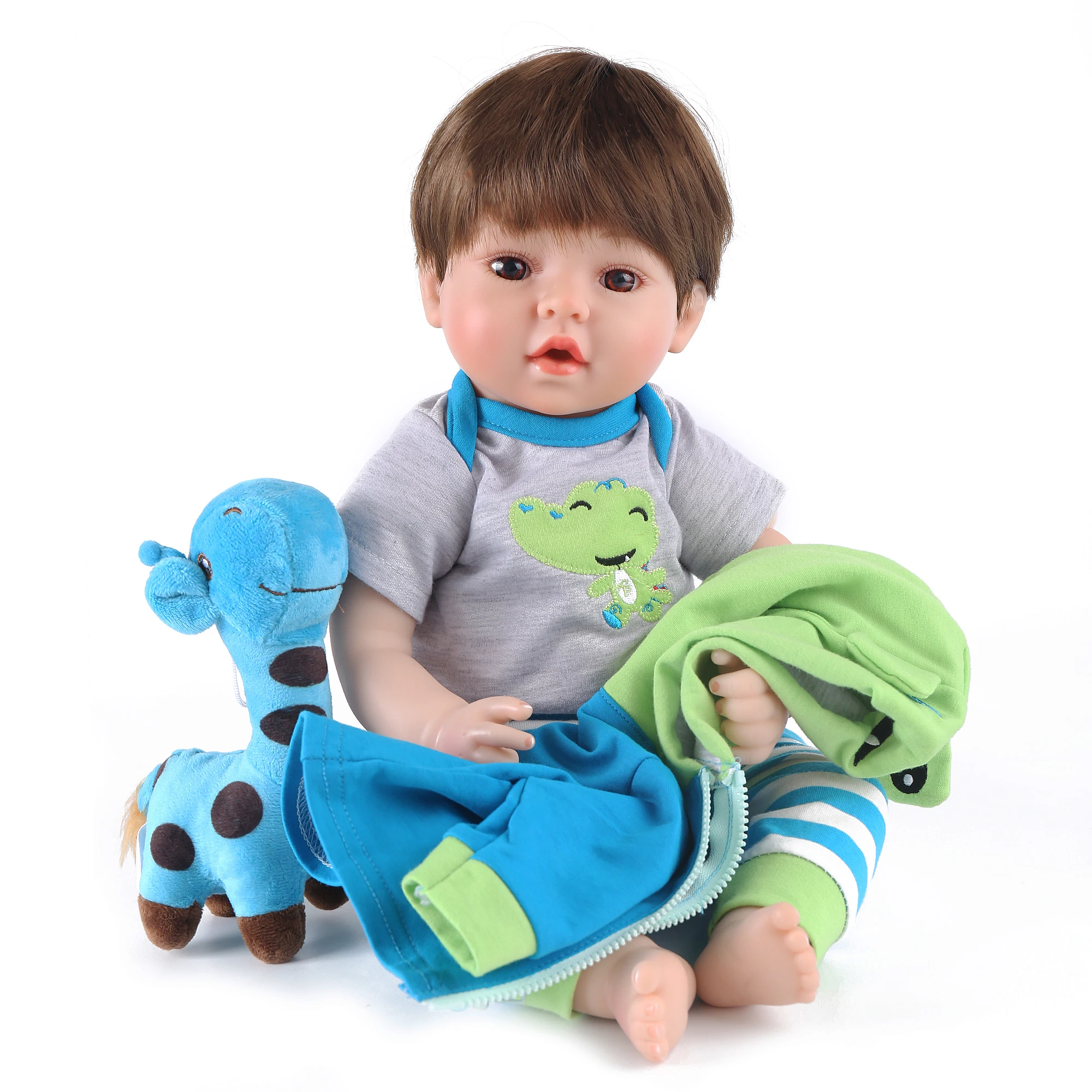 ตุ๊กตาเด็กทารกเหมือนจริง น้ำหนักเท่าเด็กจริง ตุ๊กตาเด็กผู้ชาย 18 นิ้ว ตุ๊กตาเด็กวัยเตาะแตะ ตัวนุ่ม ของเล่น ชุดของขวัญยีราฟ