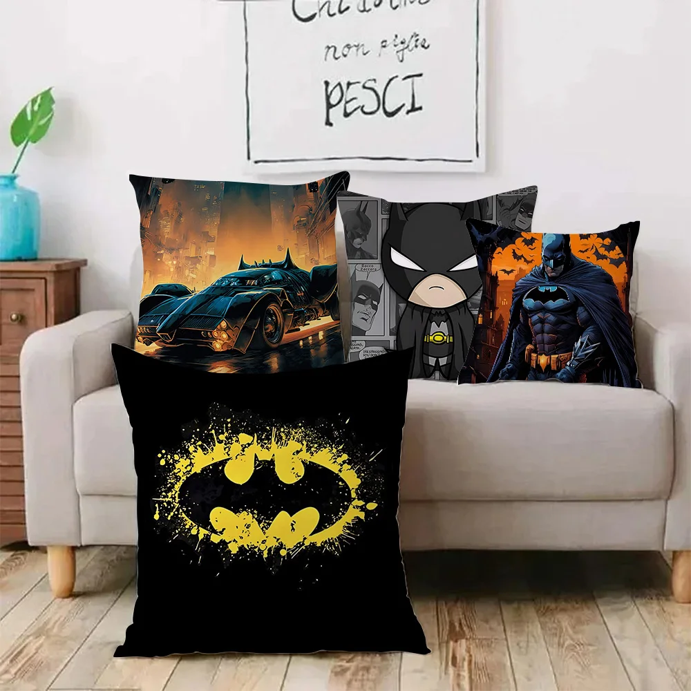 Cartoon B-Batmans Pillow Covers Cartoon Sofa Decorative Home Double-sided Printing Short Plush Cute Cushion Cover