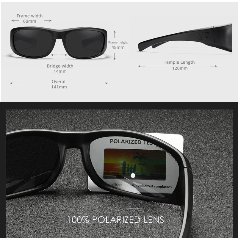 KAENON Klay New Fashion Polarized Sunglasses for Men Outdoor Classic Casual Glasses TR90 Frame Sports Fishing Driving Eyewear