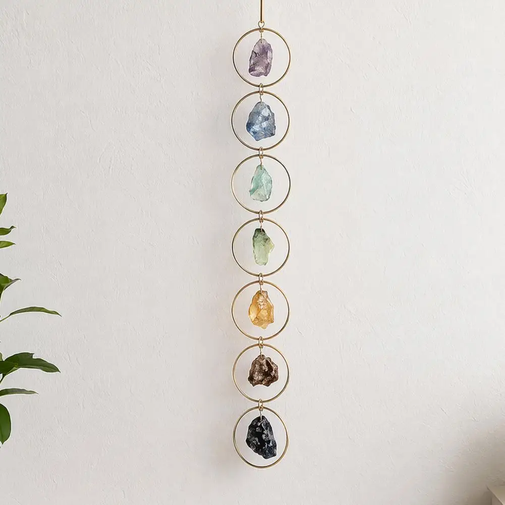 Healing Stone Window Hanging Decor Handmade 7 Chakra Stone Wall Ornament Faux Hanging Decoration Natural Healing Stone for Home