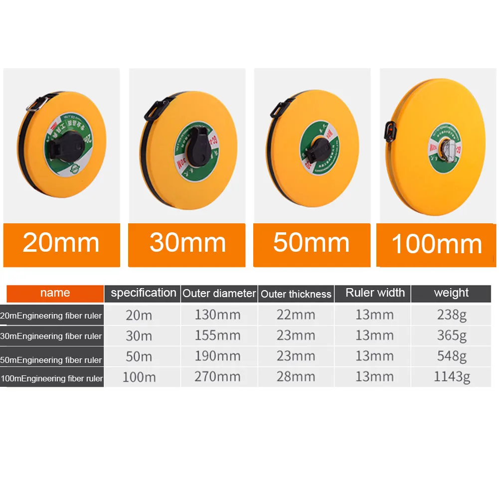 10/20/30/50/100M Hand Disc Ruler  Metric Measuring Meter Tape Measure Tool Measuring Meter Tape Woodworking Measuring