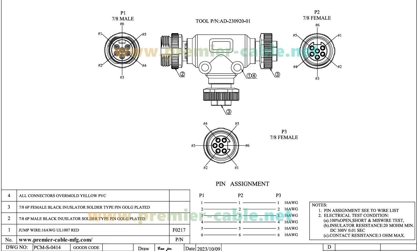 IP67 Mini-Fast 7/8"-16UNF T-Verteiler Mini-Change 6-poliger Stecker auf Buchse Industrieller Rundsteckverbinder für DeviceNet Profibus – Detail 6