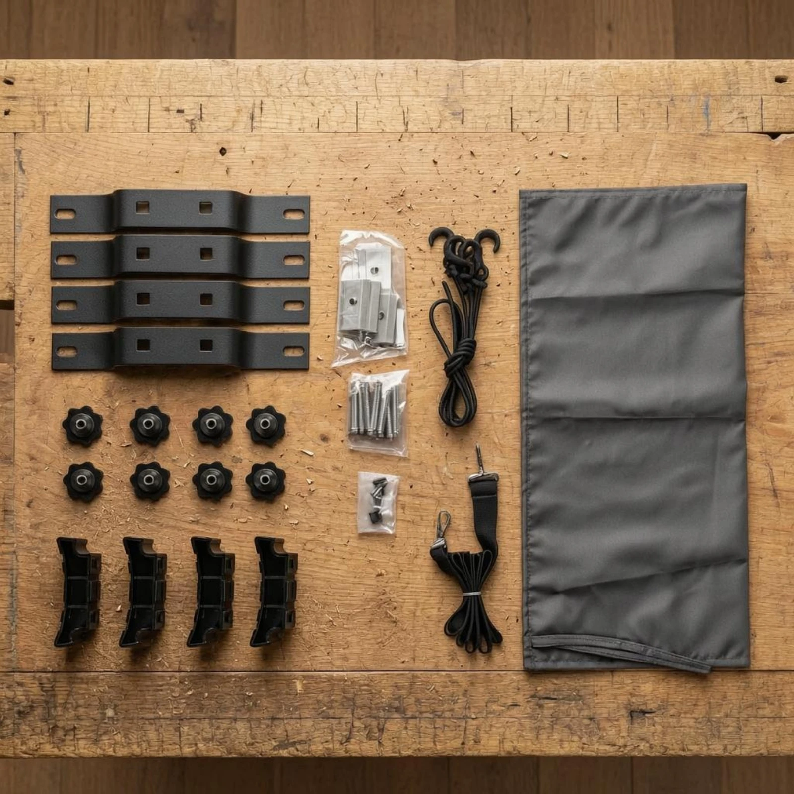 

Roof Tent Installation Kit Curved Metal Brackets Roof Tent Mounting Kit Camping Gear Gray Storage Pouch Hook Cord