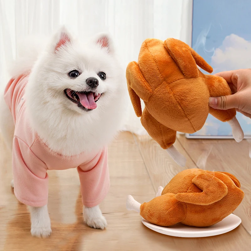 

Thanksgiving Turkey Plush Dog Toys Bite-resistant Squeaky Roast Chicken Interactive Dog Chew Toy Funny Pet Festive Accessories