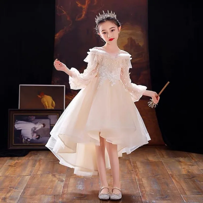 Flower Girls Princess Baby Wedding Christmas Party Ball Gown Dress Teenager Children Kids Elegant Vestidos for 3-15Years N32