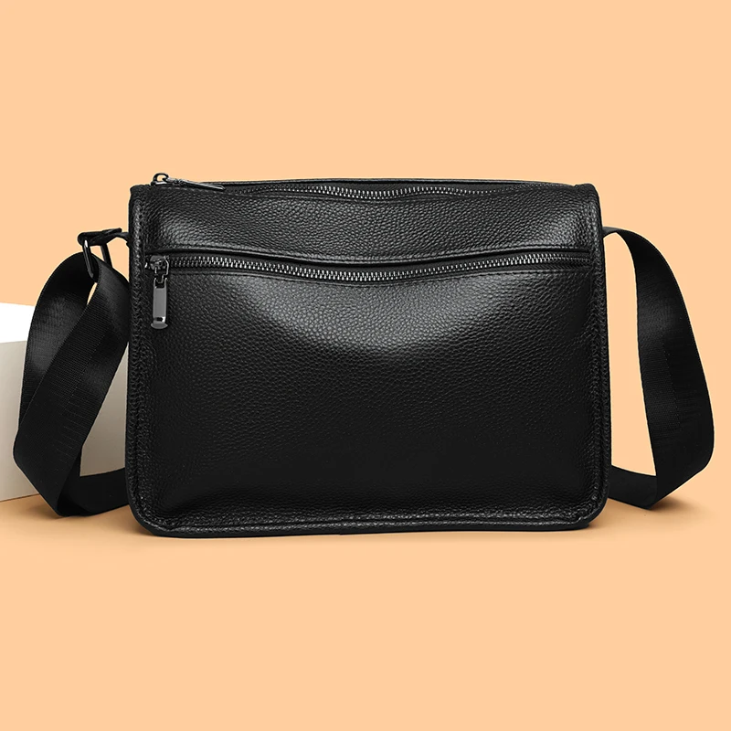 Men's New Fashion Casual Crossbody Bag Genuine Cowhide Minimalist with Large Capacity Messenger Bag for Business High-End