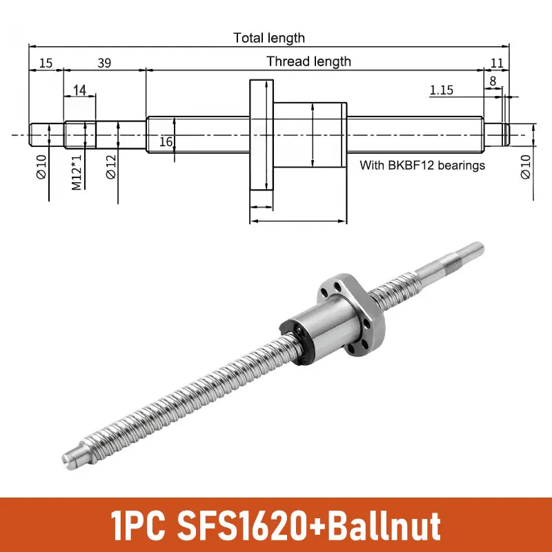 1pc SFS1620 Ball Screw High Speed Big Pitch With End Machining C7 Accuracy 1620 Ballscrew+SFS1620 Ball Nut For CNC Machine Parts