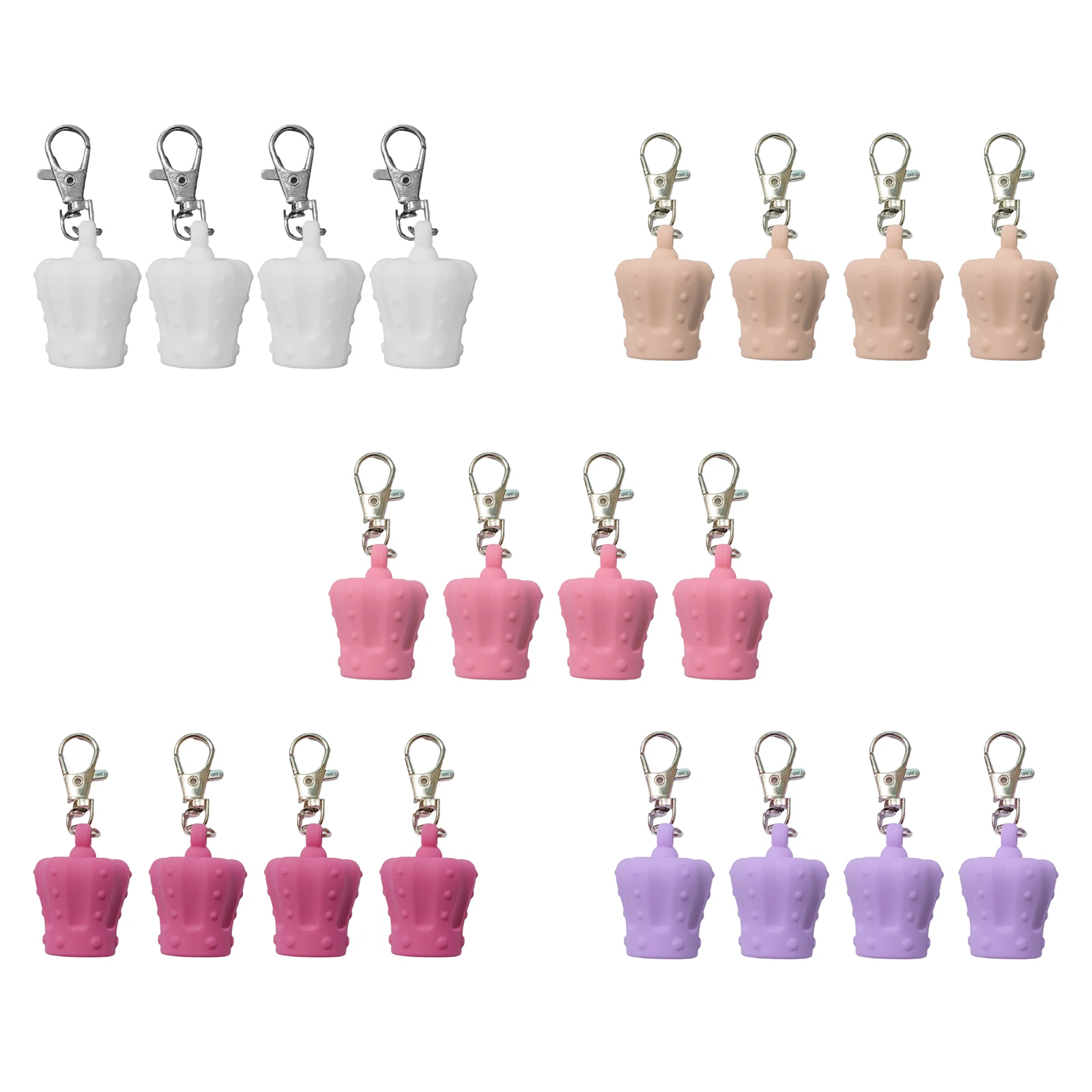 4Pcs Silicone Key-chain Cap for Lipgloss And Balm Chapstick Holder Cap Replacement Key-chain Lanyard