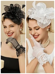 1Pc Fascinators And Gloves Sets For Women Fancy Tea Party Hats With Lace Gloves 2024 Elegant 1950s Fascinators Hats For Women