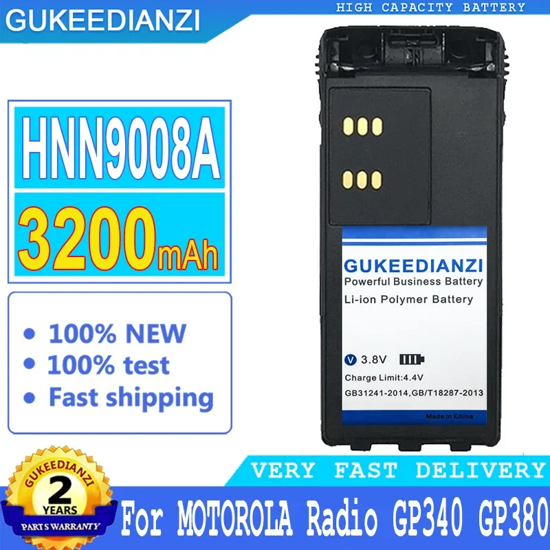 

3200mAh GUKEEDIANZI Battery HNN9008A For MOTOROLA Radio GP340 GP380 GP640 GP680 GP320 HT1250 HT750 GP328 GP338 PRO5150 MTX850