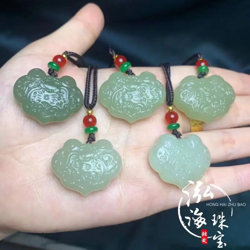 Hetai Jade From Qinghai, Material Of Peace Lock Pendant Is Delicate, With Double-Sided Carving And A Three-Dimensional,