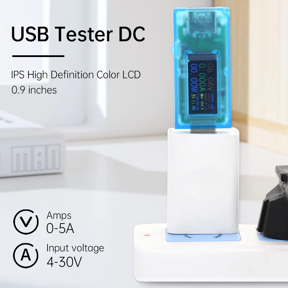 0.96 inch IPS HD Colour LCD Display Multi-function USB Tester Voltage Current Power Meter DC 4~30V 5A