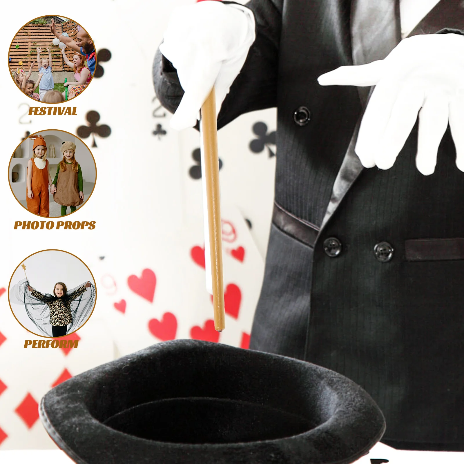 

Flashing Wands with Sound Scepter Prop Decorate Conjuring Stick Glowing Toys Light up Brown