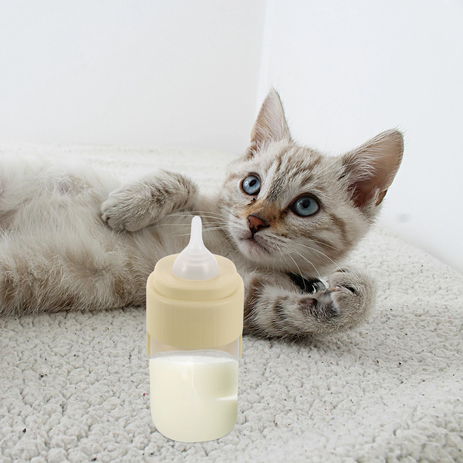 

Pet Bottle for Puppies Kittens Small Easy Wide Mouth Portable Nursing Feeding Kit Yellow Dog Cat Milk Feeder