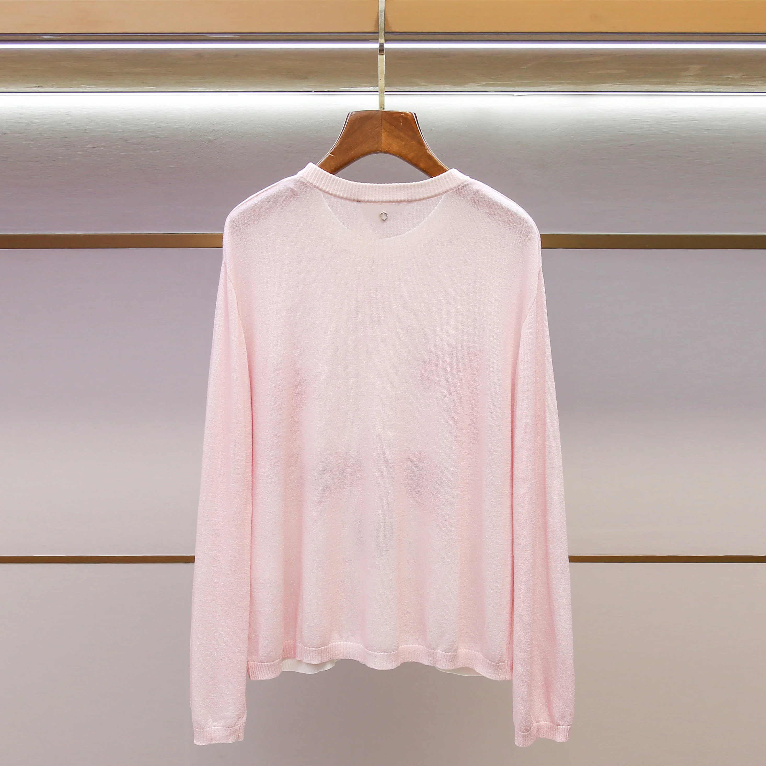 

Lightweight Pink Schnauzer Print Knitted Top Women's Premium Faion Autumn New Arrival Soft Medium Stretch Fem Outerwear