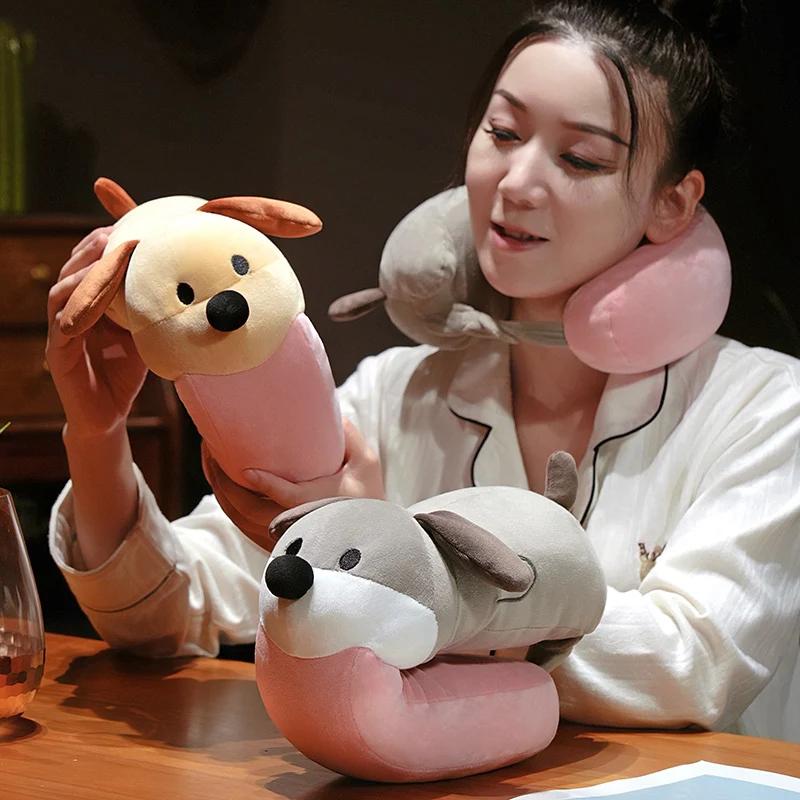 Almohada creativa de lengua larga para el cuello de perro, juguetes de peluche de perro Kawaii, almohada creativa de muñeco de cachorro para niñas, regalos para niños, decoración