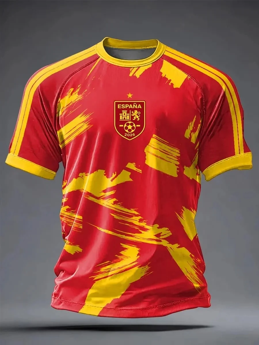 Spanish Men's Football Retro Away Concept Jersey Fan Made Quick Drying Men's Sports Training Casual Top T-shirt Short Sleeved