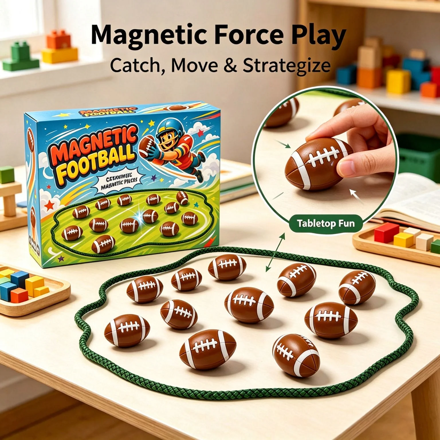 Magnetic Rugby Match Chess Magnetic Effect Chess Children's Parent Child Interactive Puzzle Desktop Toy Christmas Gift