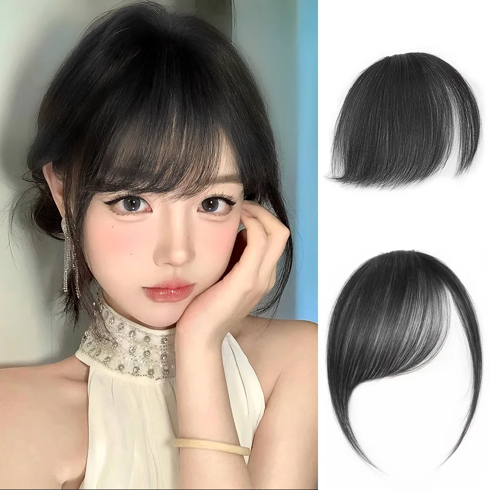 LUPU Synthetic Bangs Wig Millennium Hairpin Oblique Bangs Natural Forehead Fake Bangs Seamless Thin Head Wig Piece