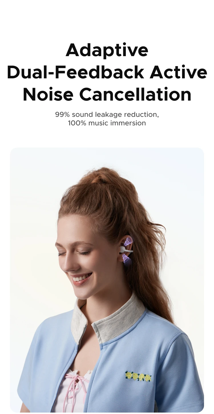UGREEN ClipBuds Open Ear Wireless Headphones Bluetooth Earphones ANC Dual-feedback Active Noise Cancellation, 32 Hours Playtime