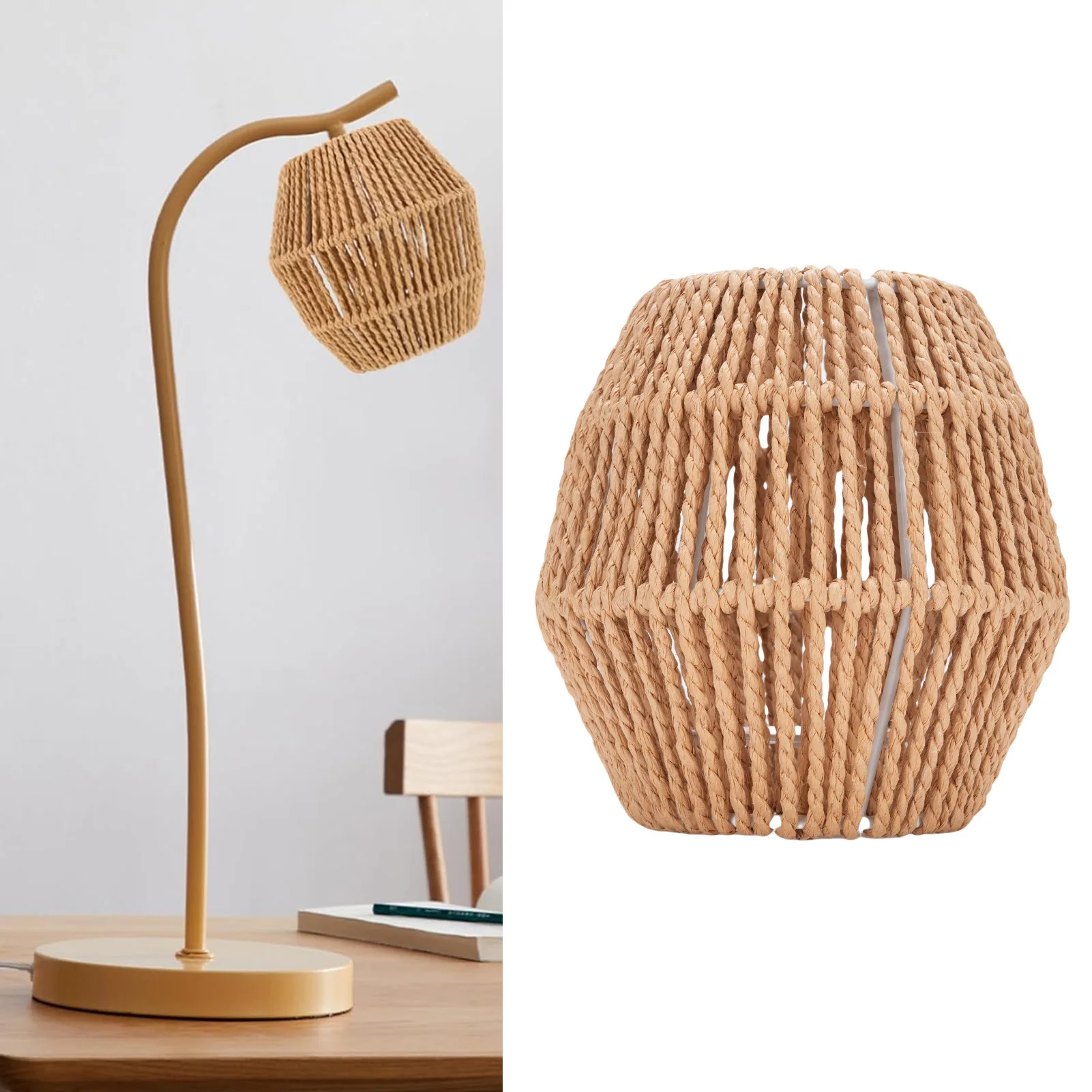 

Paper Rope Lamp Shade Compatible With E27 E14 Base Decorative Woven Lampshade For Home Hotel Coffee Shop