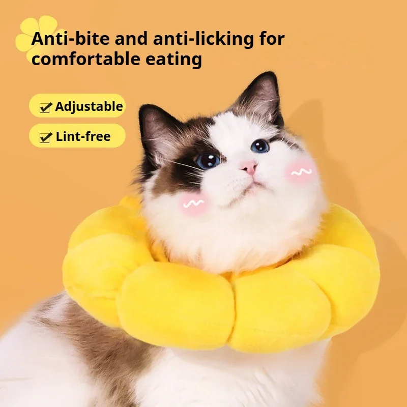 New Pet Cat Recovery Collar Ring Sunflower Elizabethan Collar Cat Dog Anti-Licking Collar Protection Neutering Supplies