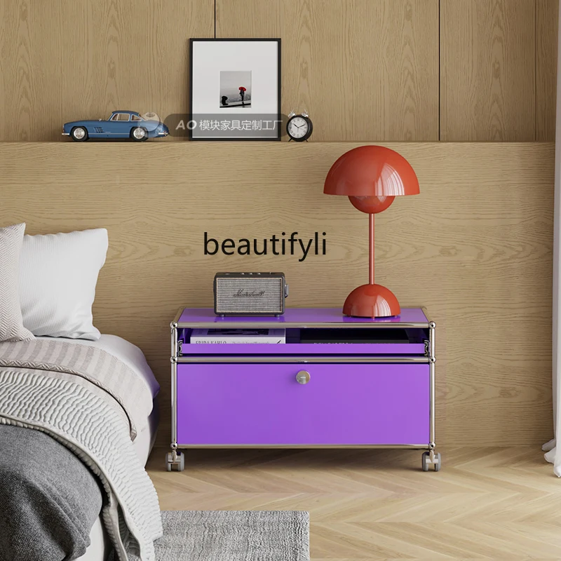 

USM cabinet antique Bauhaus sofa side cabinet storage stainless steel bedroom simple bedside table