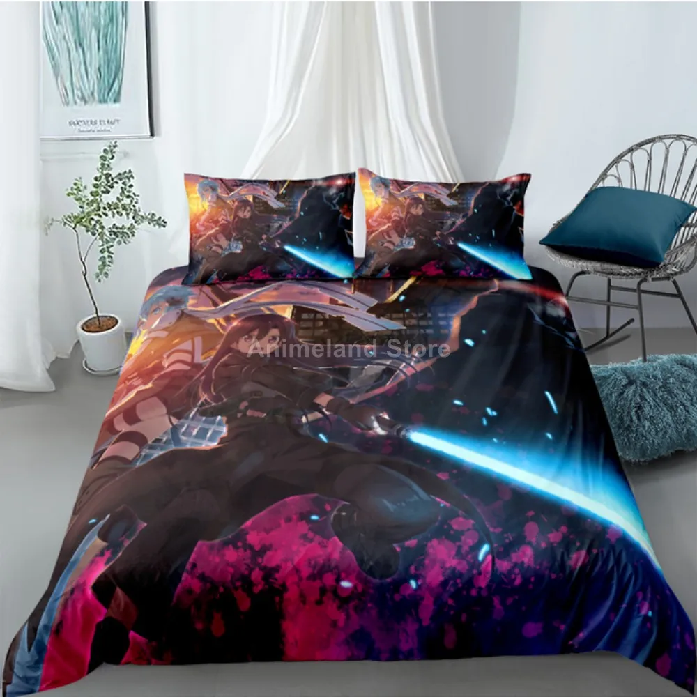 Sword Art Online Bedding Set Anime Bed Linen Quilt Duvet Cover Sets Home Decor Twin Single Queen King Size Fashion Gift Cartoon