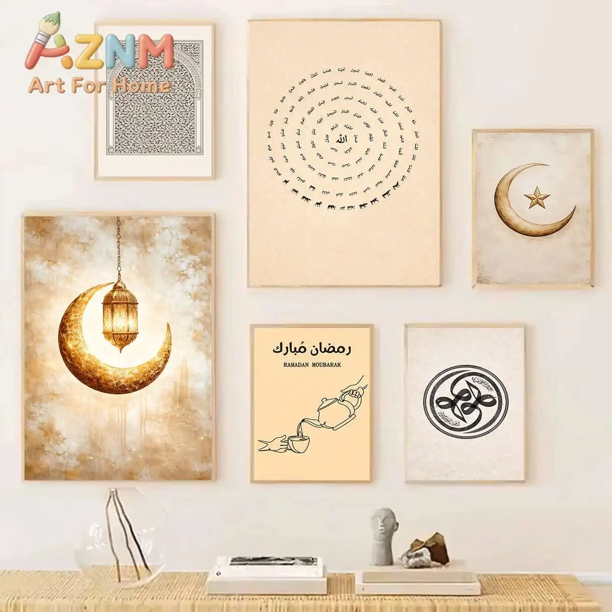 Wall Art Poster Canvas Painting Simple Arabic Calligraphy Islamic Muslim With Allah Picture Living Room Home Decor Eid Muslim