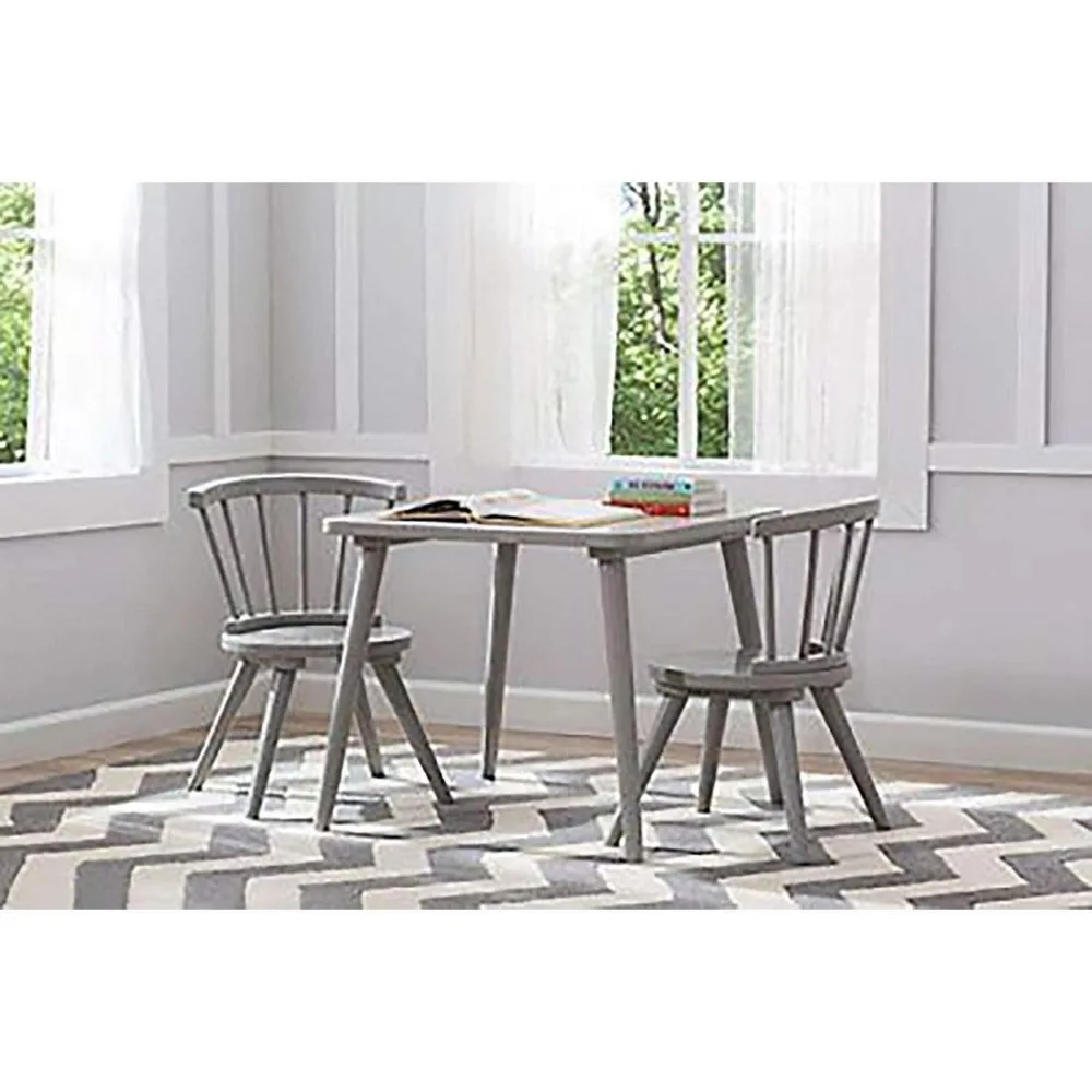 Windsor 2 Chair, 3 Piece Set, Grey