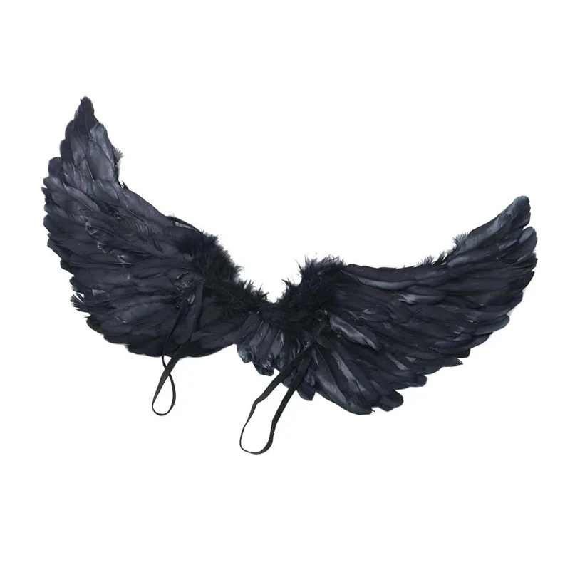 Halloween Angel Wings Deluxe Feather Wings with Elastic Straps Cosplay Wings for Halloween Costume Accessory for Men Women