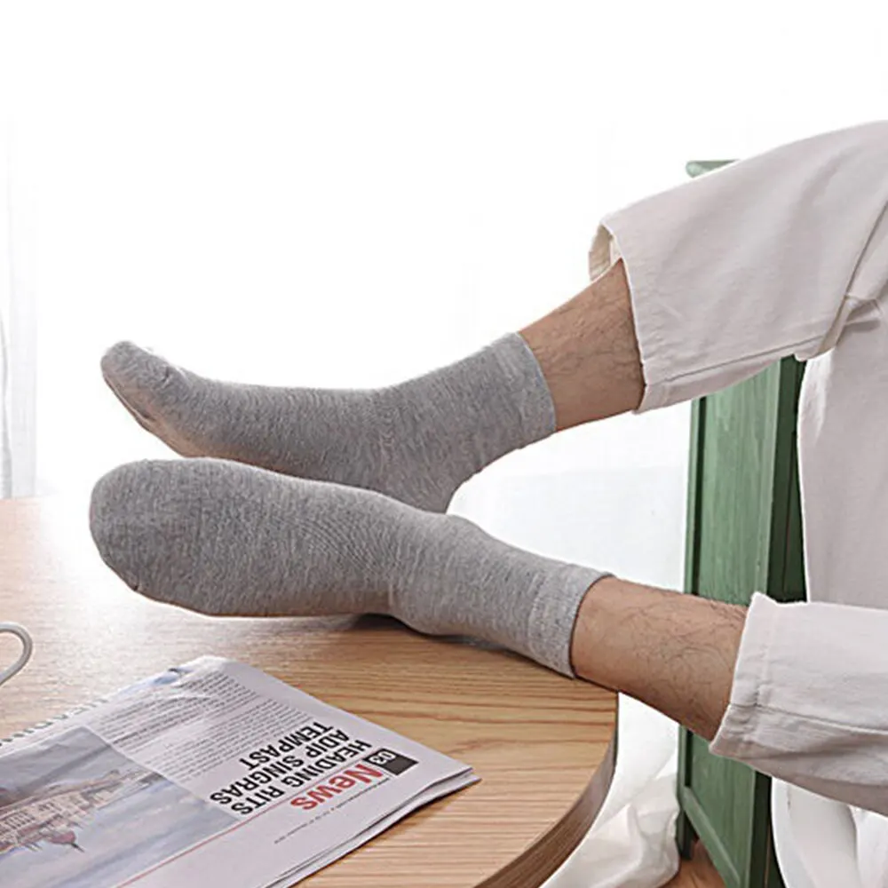 3 Pairs Solid Color High-Quality Men Socks Soft Breathable Antibacterial Black White Gray Comfortable Sports Business Mens Socks